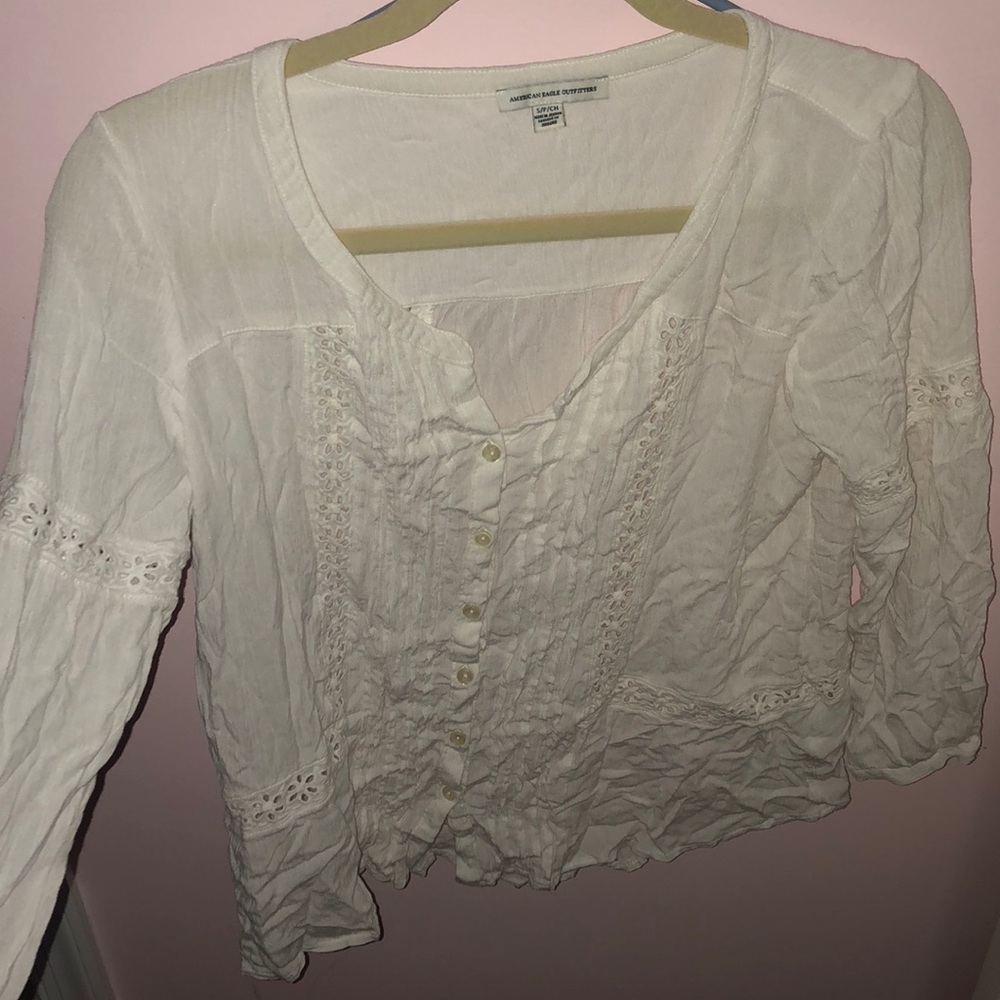 American Eagle Long Sleeve Button Up &Detailed Top